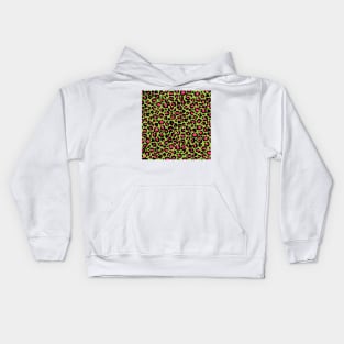 Leopard Pattern in Raspberry on Lime Green Kids Hoodie